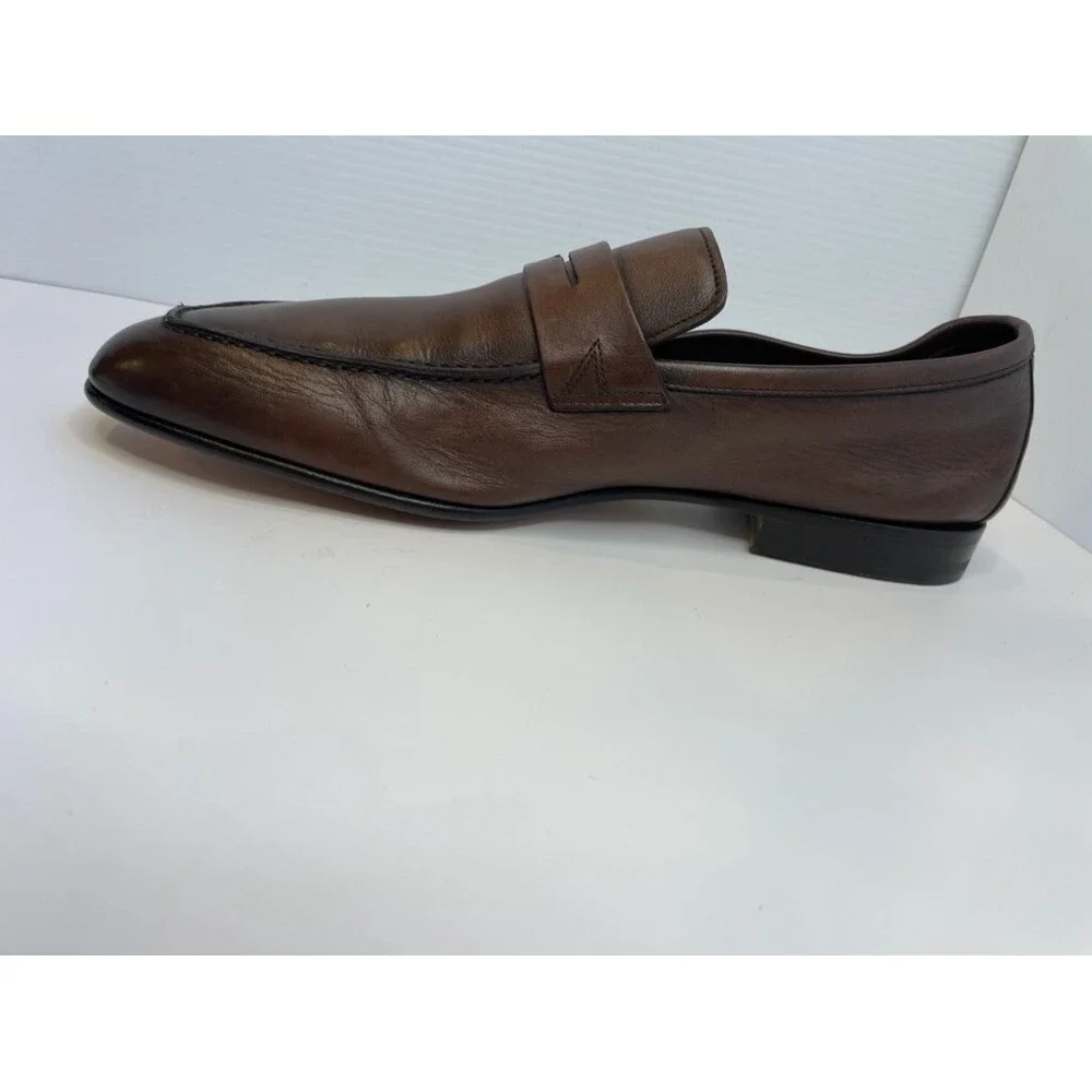 Santoni Dark Brown Leather Penny Loafer Size US 9 D Amputee RIGHT SHOE ONLY NWOB